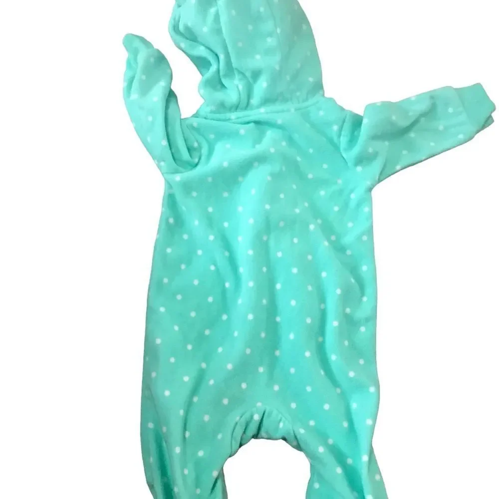 Carters 9 Month Green and White Polkadot Bodysuit